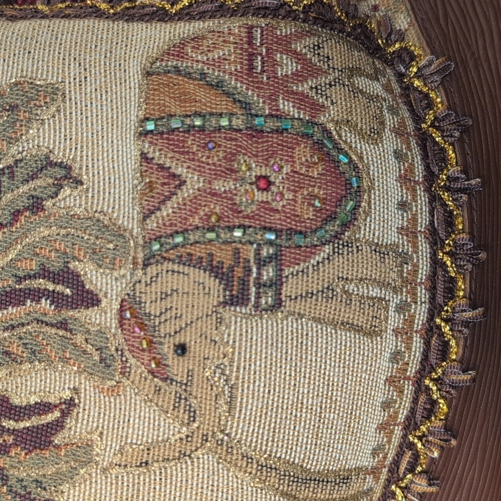 Mary Frances Designer Beaded Elephant earth tone tapestry handbag Purse - Picture 2 of 15